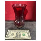 RUBY RED GLASS VASE