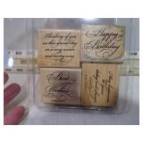 4 WOODEN STAMP BLOCK WORDS