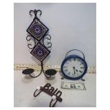 **WALL HANGING CANDLE HOLDERS HOOKS & CLOCK