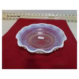 FENTON OPALESCENT HOBNAIL RUFFLED EDGE BOWL GLOWS