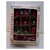 12 VINT UNBREAKABLE ORNAMENTS IN ORIG BOX