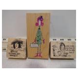 3 WOODEN STAMP BLOCKS