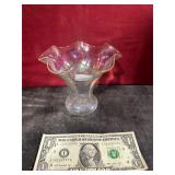 VTG IRIDESCENT RUFFLED EDGE VASE GLOWS