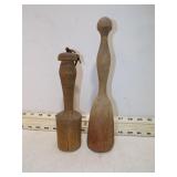 2 VINT WOODEN MASHERS