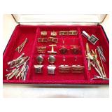 VINT TIE TACS & CUFF LINKS IN JEWELRY BOX
