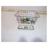 BASKET W/VINT BUTTONS