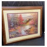 Chï¿½teau in fall by stream framed print