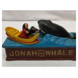 Cast iron Jonah and the Whale coin bank