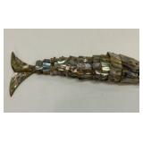 Vtg articulated fish abalone shell bottle opener