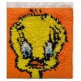 Vtg Tweety Bird latch hook mounted on board