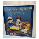 Five piece blowmold nativity set.  Like new.