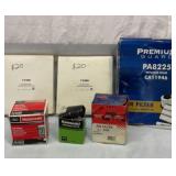 Group of new air filters and an oil filter