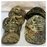 Four camo hats