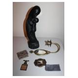 Brass Mirrors Ebony Figurine,Storage Box