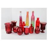 Beautiful Multi Color Bottles & Red Vases 4 to 12 Beautiful Multi Color Bottles & Red Vases 4 to 12