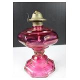 Vintage Crisa Rose Crystal Hurrican Lamp 11' Vintage Crisa Rose Crystal Hurrican Lamp 11'