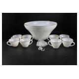 Gold Trimmed Milk Glass Punch Bowl12'& Cups with Gold Trimmed Milk Glass Punch Bowl12'& Cups with