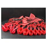 Large Lot of Red Measuring Spoons & Cups Large Lot of Red Measuring Spoons & Cups