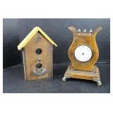 Wood Bird House Shape and Clock Decor Wood Bird House Shape and Clock Decor