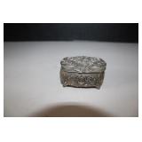 Vintage Cast Metal Footrd Jewerly Box