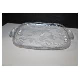 Vintage Crystal Tray Etched Fruit 10 1/2 x 15