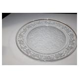 Vintage Crystal Tray Etched  Flower 13