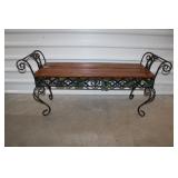 Wrought Iron & Wood Bench 23 x 52 x 16