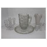 Crystal Pitcher,Cake Plate, Candle Holder, Glasses