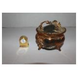 Linel Clock,Pewter & Copper Jewerly Box