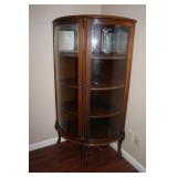Antique  Curved Glass Cabinet 57  1/2 x 32 x 14