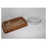 Large Tray, Bowl with Top Pyrex