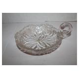 Vintage Crystal Tray with Handle 6"