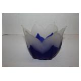 Vintage Blue Frosted Bowl 5 x 7