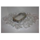 Fire King Tray with Silver Holder & 18 Crystal Cup