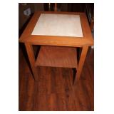 Wood Side Table  Tile inlay 20 x 17