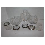 Crystal Bowls.Silver & Crystal Coaster, Crystal Co