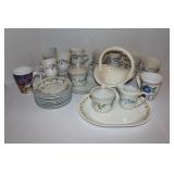 Large Lot of Dishes. Basket Bowl handle has crack