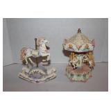 Porcelian Merry Go Round & Rocking Horse with Musi