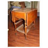 1 Drawer Drop Leaf Table on Wheels 30 x 28 x 20