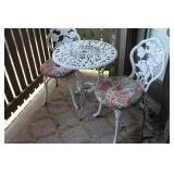 Wrought Iron White Bistro Set Table 25 x 24