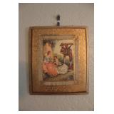 Vintage Print on Wood 5 1/2 x 6