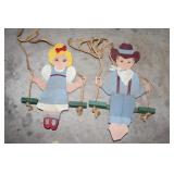 Wood Cowboy & Girl