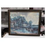 Wagon & Horses In Lake  Artwork 32 x 26 1/2