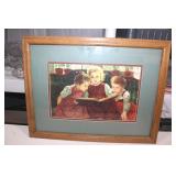 Framed Girls Reading On Canvas 22 x 17