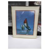 Framed Sail Boat Artwork 16 x 20
