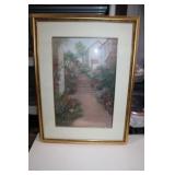 Signed Floral Courtyard  Artwork 38 x 28