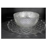 Vintage Crystal Bowl 9" & Tray 11"