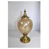 Brass & Crystal Vase 11"