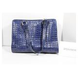 Brahmin Blue & Black Leather Purse 10 x 14"