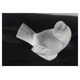 Lalique Frosted Crystal Bird 3 1/2 x 4